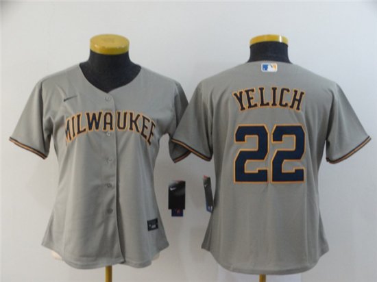 Women's Milwaukee Brewers #22 Christian Yelich Gary Cool Base Jersey