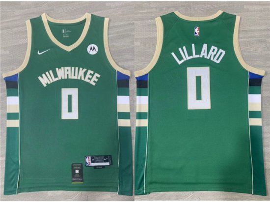 Milwaukee Bucks #0 Damian Lillard Green Swingman Jersey