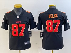 Youth Kansas City Chiefs #87 Travis Kelce Black Fashion Limited Jersey