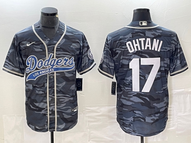 Los Angeles Dodgers #17 Shohei Ohtani Camo Cool Base Jersey - Click Image to Close