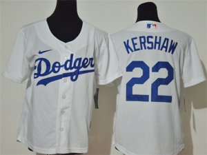 Youth Los Angeles Dodgers #22 Clayton Kershaw White Cool Base Jersey