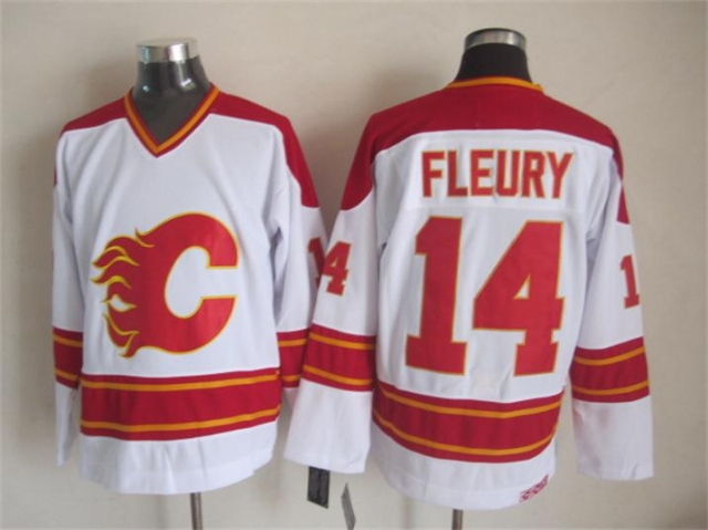 Calgary Flames #14 Theoren Fleury 1989 CCM Vintage White Jersey - Click Image to Close