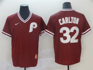 Philadelphia Phillies #32 Steve Carlton Cooperstown Throwback Burgundy Jersey