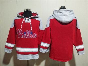 Philadelphia Phillies Blank Red Pullover Hoodie Jersey