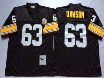 Pittsburgh Steelers #63 Dermontti Dawson 1975 Throwback Black Jersey