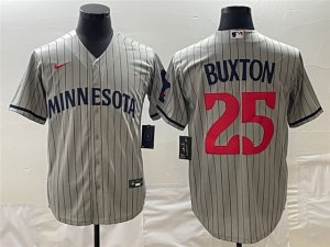 Minnesota Twins #25 Byron Buxton 2023 Gray Pinstripe Cool Base Jersey