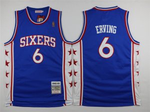 Philadelphia 76ers #6 Julius Erving Throwback Blue Jersey