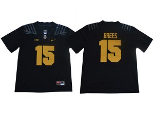 NCAA Purdue Boilermakers #15 Drew Brees Black Gold College Football Jersey