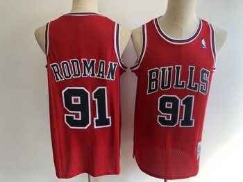 Chicago Bulls #91 Dennis Rodman Red Hardwood Classics Jersey