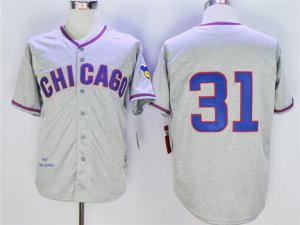 Chicago Cubs #31 Ferguson Jenkins 1968 Throwback Grey Jersey