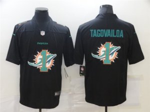 Miami Dolphins #1 Tua Tagovailoa Black Shadow Logo Limited Jersey