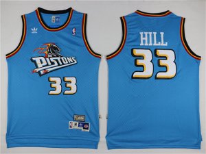 Detroit Pistons #33 Grant Hill Light Blue Hardwood Classics Jersey