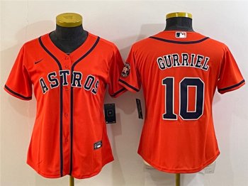 Women's Houston Astros #10 Yuli Gurriel Orange Cool Base Jersey