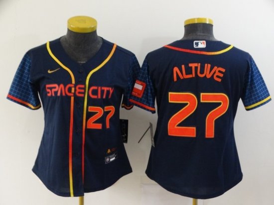 Women's Houston Astros #27 Jose Altuve 2022 Navy City Connect Cool Base Jersey