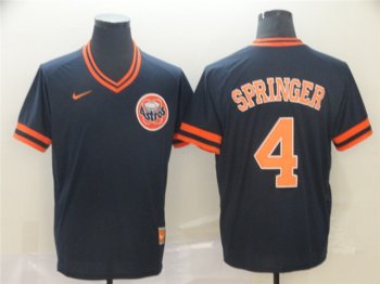 Houston Astros #4 George Springer Cooperstown Throwback Navy Jersey