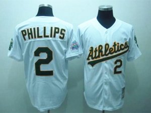 Oakland Athletics #2 Tony Phillips Throwback White Jersey