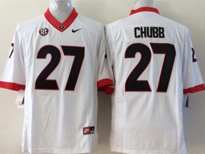 NCAA Georgia Bulldogs #27 Nick Chubb White College Football Jersey