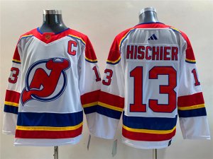 New Jersey Devils #13 Nico Hischier White 2022/23 Reverse Retro Jersey