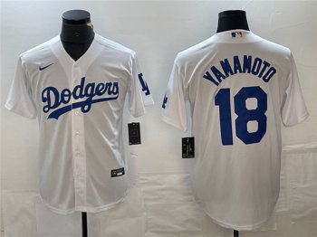 Los Angeles Dodgers #18 Yoshinobu Yamamoto White Cool Base Jersey