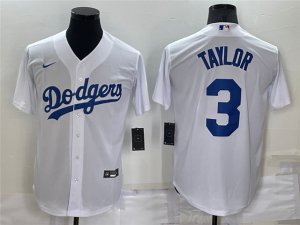 Los Angeles Dodgers #3 Chris Taylor White Cool Base Jersey