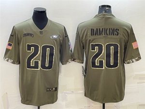 Philadelphia Eagles #20 Brian Dawkins 2022 Olive Salute To Service Limited Jersey