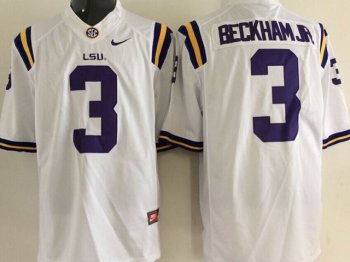 NCAA LSU Tigers #3 Odell Beckham Jr. White College Football Jersey