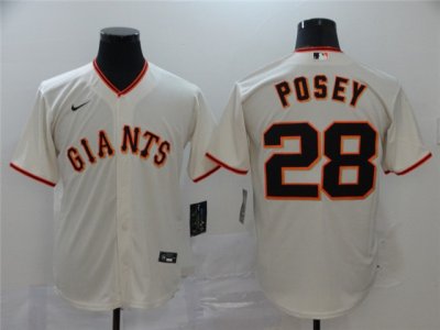 Youth San Francisco Giants #28 Buster Posey Cream Cool Base Jersey