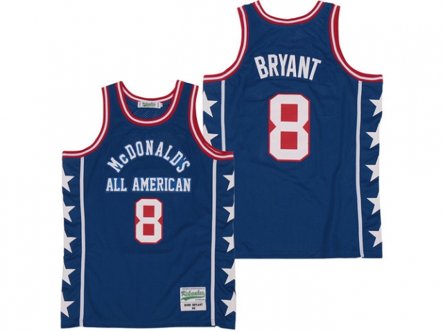 McDonald's All-American Game #8 Kobe Bryant Blue Basketball Jersey - Click Image to Close