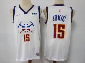 Denver Nuggets #15 Nikola Jokic 2020-21 White Earned Edition Swingman Jersey