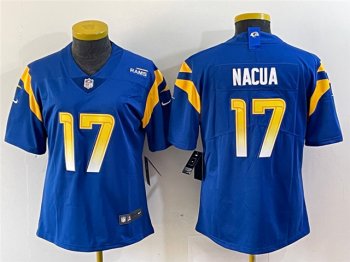 Womens Los Angeles Rams #17 Puka Nacua Royal Vapor Limited Jersey