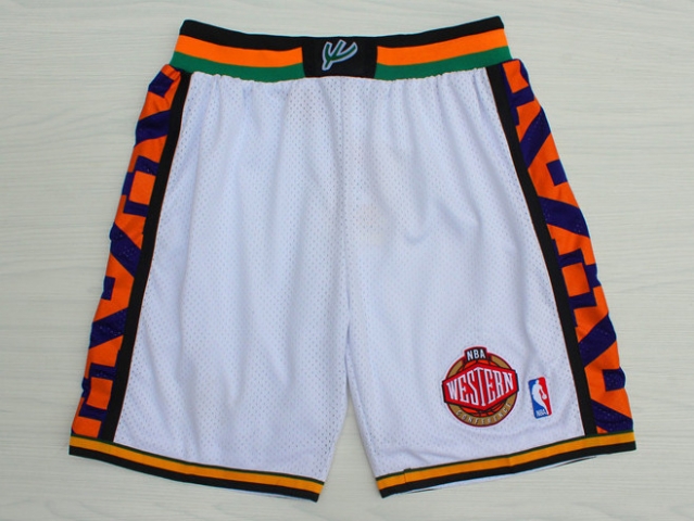 NBA 1995 All Star Game Western Conference White Hardwood Classic Basketball Shorts - Click Image to Close