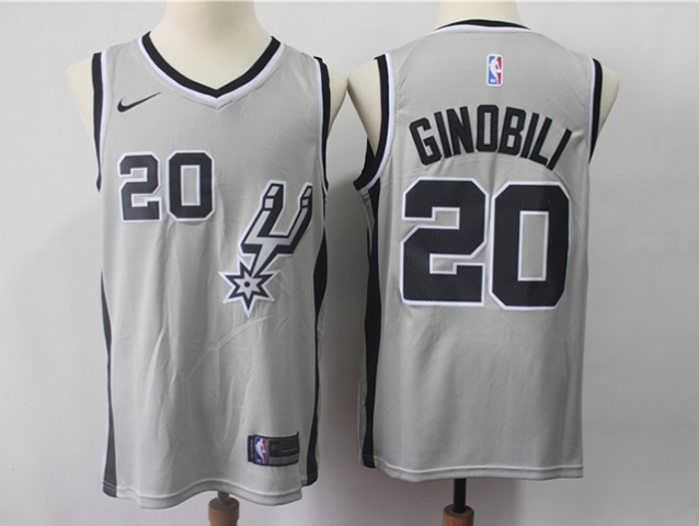 San Antonio Spurs #20 Manu Ginobili Gray Swingman Jersey - Click Image to Close