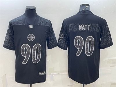 Pittsburgh Steelers #90 T.J. Watt Black RFLCTV Limited Jersey