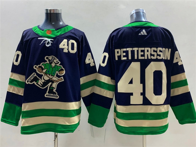 Vancouver Canucks #40 Elias Pettersson Navy 2022/23 Reverse Retro Jersey - Click Image to Close