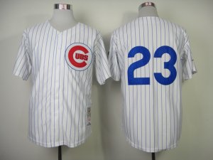 Chicago Cubs #23 Ryne Sandberg 1984 Throwback White Stripe Jersey