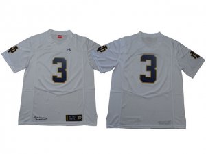 NCAA Notre Dame Fighting Irish #3 White College Football Jersey