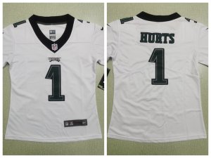 Women's Philadelphia Eagles #1 Jalen Hurts White Vapor Limited Jersey