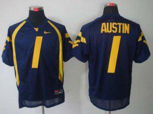 NCAA West Virginia Mountaineers #1 Tavon Austin Blue Jersey