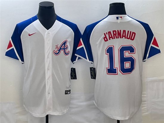 Atlanta Braves #16 Travis d'Arnaud White 2023 City Connect Jersey