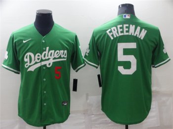 Los Angeles Dodgers #5 Freddie Freeman Green Saint Patrick's Day Jersey