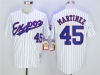 Montreal Expos #45 Pedro Martinez White Pinstripe Throwback Jersey