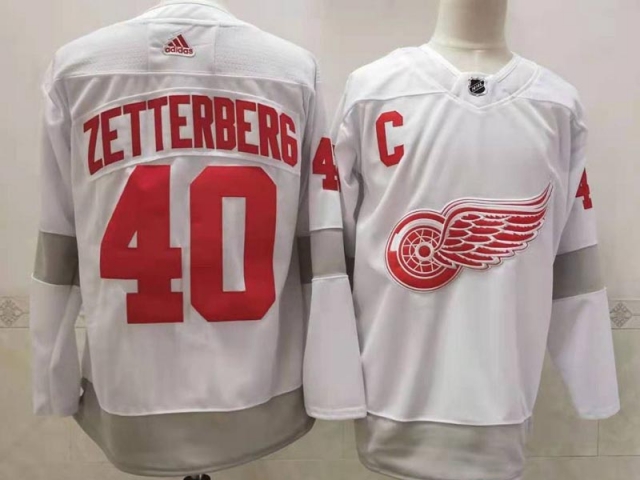 Detroit Red Wings #40 Henrik Zetterberg White 2021 Reverse Retro Jersey - Click Image to Close