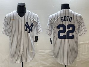 New York Yankees #22 Juan Soto Navy Without Name Cool Base Jersey