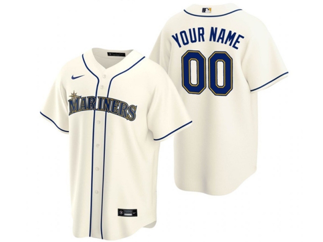 Seattle Mariners #00 Cream Cool Base Custom Jersey - Click Image to Close