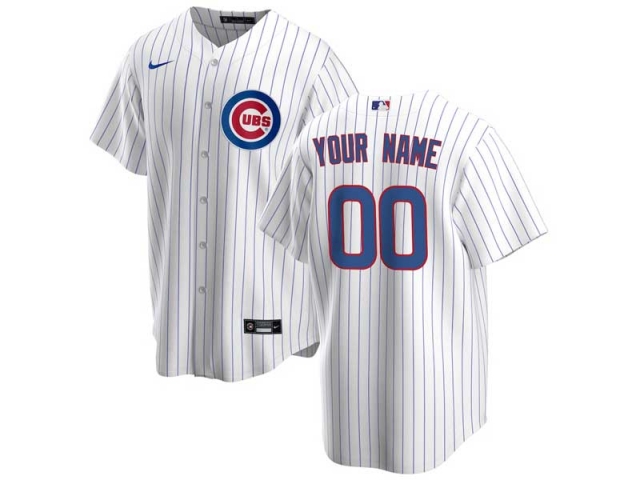 Chicago Cubs Custom #00 White Stripe Cool Base Jersey - Click Image to Close