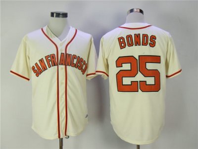 San Francisco Giants #25 Barry Bonds Throwback Cream Jersey