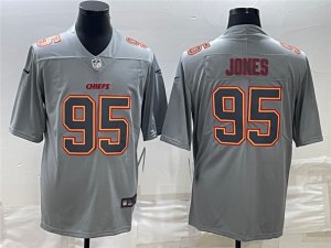 Kansas City Chiefs #95 Chris Jones Gray Atmosphere Fashion Limited Jersey