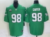 Philadelphia Eagles #98 Jalen Carter Kelly Green C Patch Vapor Limited Jersey