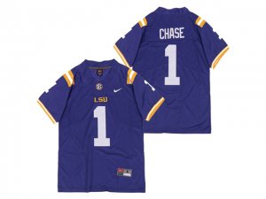 NCAA LSU Tigers #1 Ja'Marr Chase Purple College Football Jersey