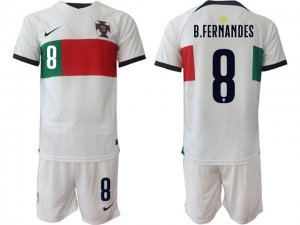 National Portugal #8 B.Fernandes Away White 2022/23 Soccer Jersey